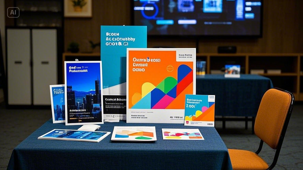 table with brochure